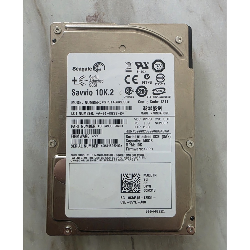 ST9146802SS -  Seagate Savio 10k 2.5" 146GB SAS  Enterprise HDD No CADDY